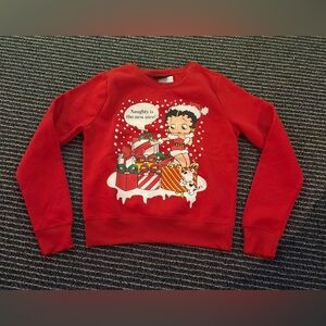 NWT Betty Boop Pudgy Naughty Is The New Nice Sweatshirt Small Fuzzy Inside